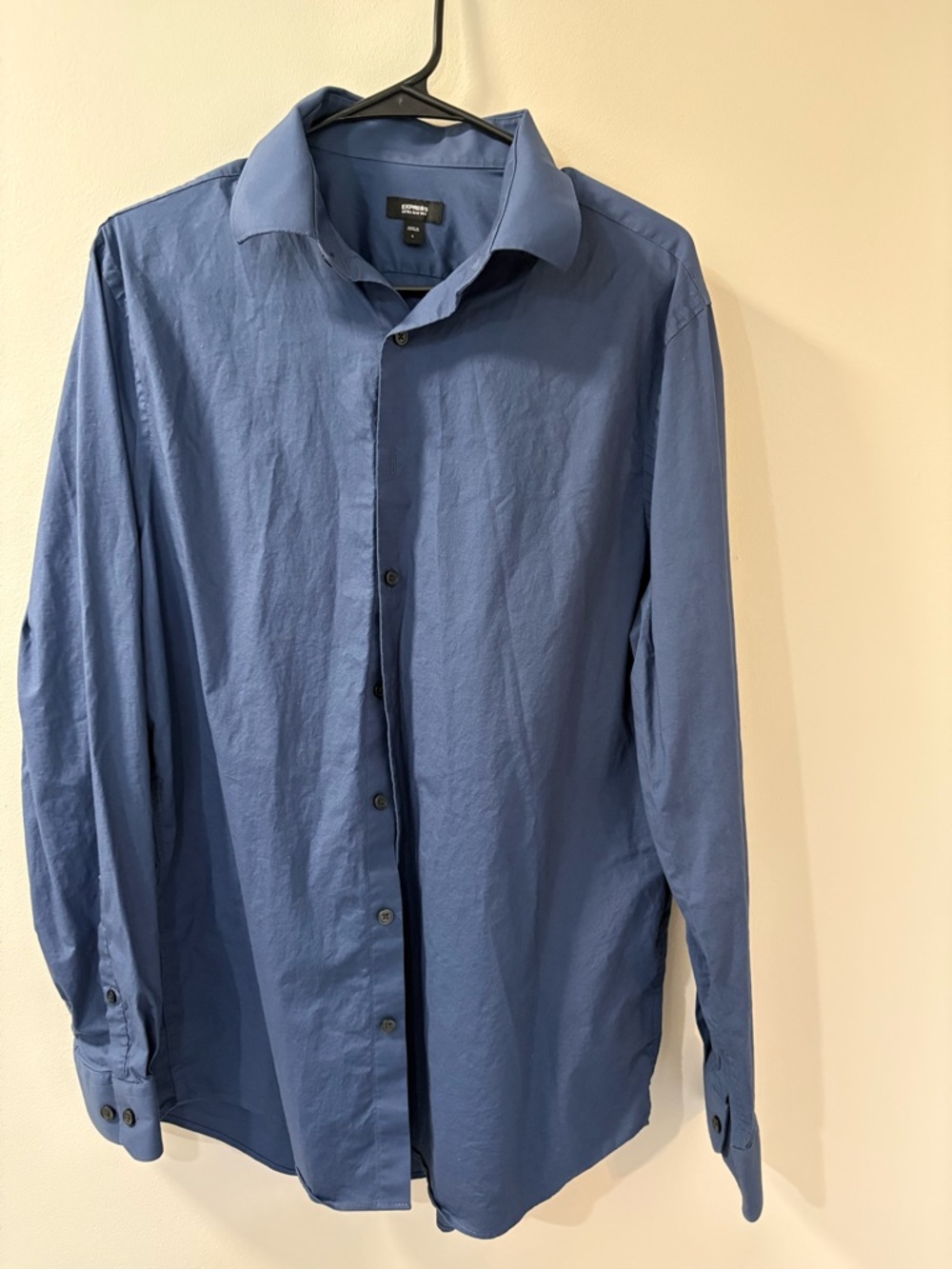 Express Men's Blue Long-Sleeve Button-Down Shirt